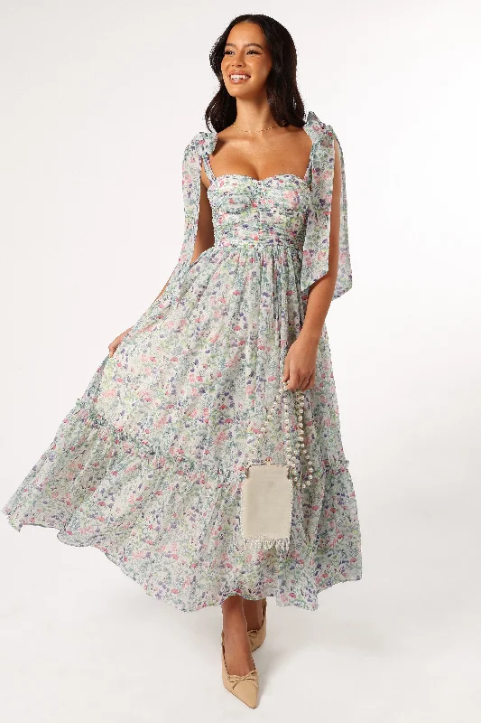 cocktail dresses with long sleeves for cooler weather --Floret Midi Dress - Multi