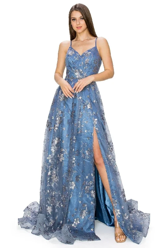 cocktail dresses with mesh inserts for edgy style --Glitter Print Sleeveless Slit Gown by Cinderella Couture 8022J cocktail dresses with mesh inserts for edgy style --Glitter Print Sleeveless Slit Gown by Cinderella Couture 8022J