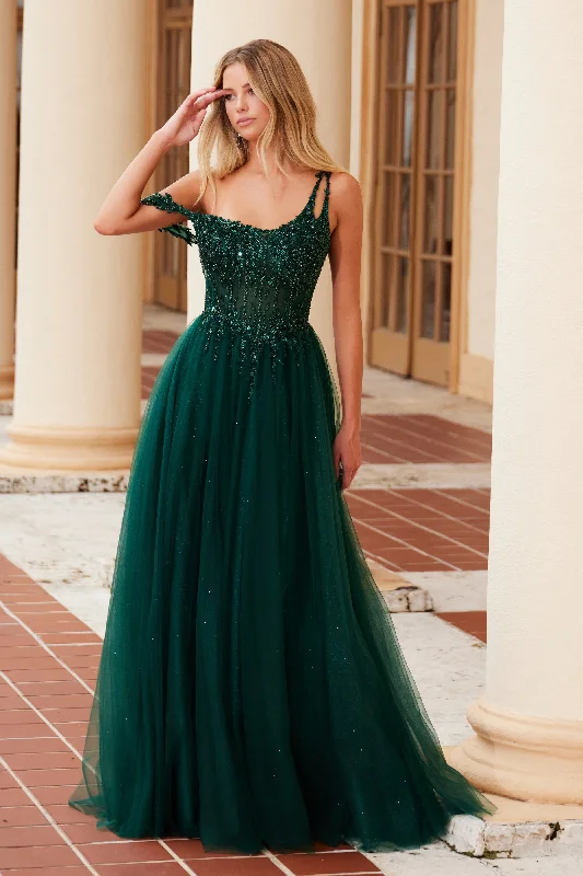 cocktail dresses with halter tops for chic style --Applique One Shoulder A-line Gown by Nox Anabel F1567