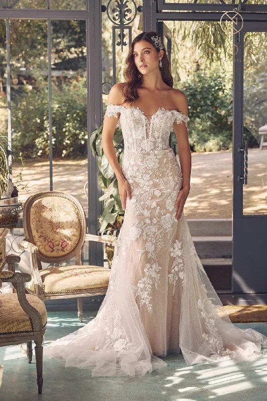 Best dresses for wedding guests attending a formal reception -Applique Off Shoulder Bridal Mermaid Gown by Nox Anabel JE974 Best dresses for wedding guests attending a formal reception -Applique Off Shoulder Bridal Mermaid Gown by Nox Anabel JE974