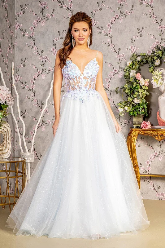 formal dresses for bridesmaids in matching pastel colors --3D Butterfly Sleeveless Corset A-line Gown by GLS Gloria GL3265 formal dresses for bridesmaids in matching pastel colors --3D Butterfly Sleeveless Corset A-line Gown by GLS Gloria GL3265