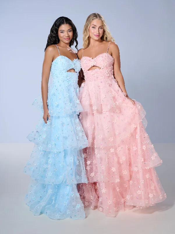 formal dresses for cocktail receptions with fitted bodices --3D Floral Sleeveless Layered Gown by Tiffany Designs 16144 formal dresses for cocktail receptions with fitted bodices --3D Floral Sleeveless Layered Gown by Tiffany Designs 16144