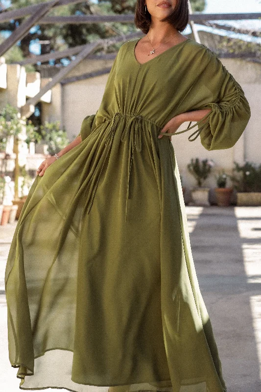 Vintage-inspired party dresses for themed events -Ramona Long Sleeve Maxi Dress - Sage Vintage-inspired party dresses for themed events -Ramona Long Sleeve Maxi Dress - Sage