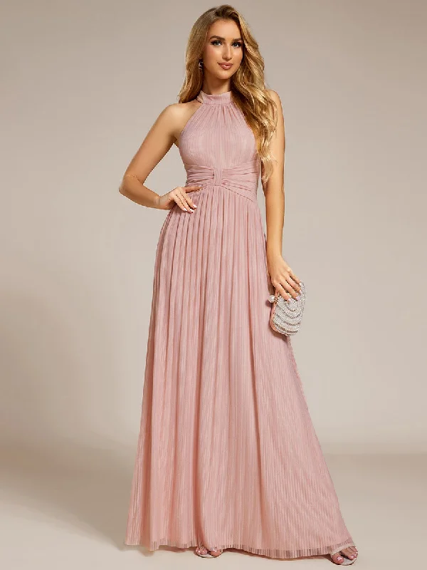 formal dresses with lace necklines for feminine touch --Glittery Halter Neck Pleated Formal Wholesale Evening Dress formal dresses with lace necklines for feminine touch --Glittery Halter Neck Pleated Formal Wholesale Evening Dress