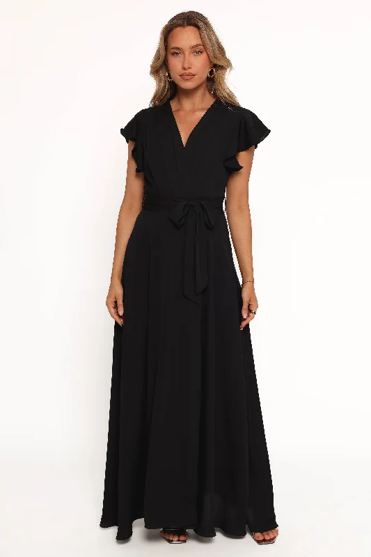 formal dresses with lace sleeves for classic elegance --Maverick Wrap Maxi Dress - Black formal dresses with lace sleeves for classic elegance --Maverick Wrap Maxi Dress - Black