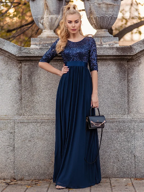 formal dresses with built-in shapewear for smooth silhouette --Elegant Round Neckline Sequins Patchwork Wholesale Evening Dress formal dresses with built-in shapewear for smooth silhouette --Elegant Round Neckline Sequins Patchwork Wholesale Evening Dress