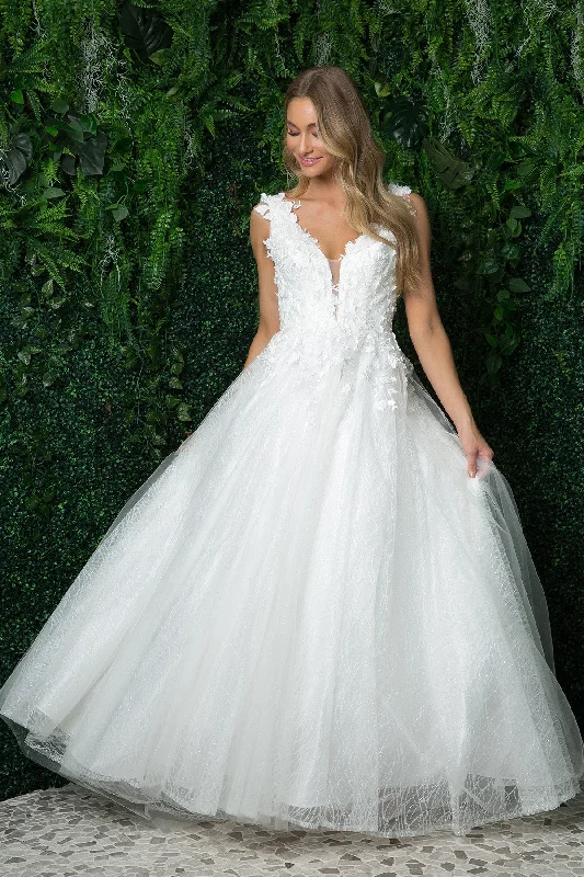 Trendy long dresses for elegant wedding guest attire -3D Floral Bridal Gown by Nox Anabel JR930 Trendy long dresses for elegant wedding guest attire -3D Floral Bridal Gown by Nox Anabel JR930