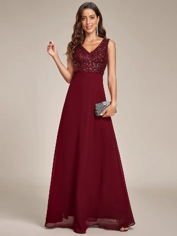 Casual dresses for birthday parties -Sleeveless VNeck Sequin & Chiffon Wholesale Evening Dresses Casual dresses for birthday parties -Sleeveless VNeck Sequin & Chiffon Wholesale Evening Dresses