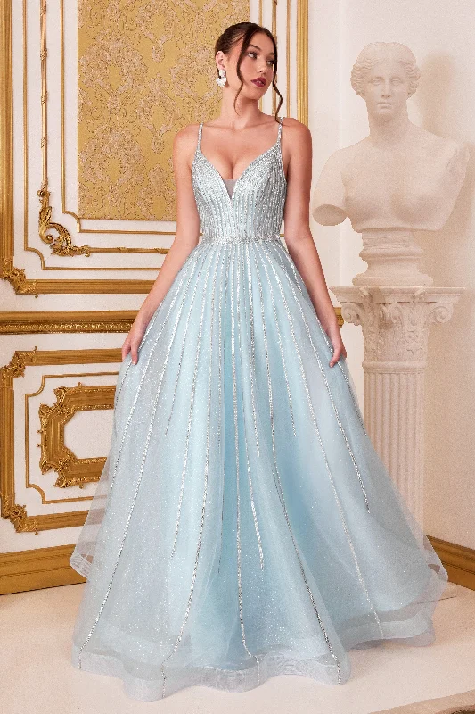 formal dresses with pleated skirts for graceful movement --Long Beaded Tulle Dress by Cinderella Divine CD940 formal dresses with pleated skirts for graceful movement --Long Beaded Tulle Dress by Cinderella Divine CD940