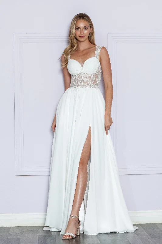 Unique wedding guest dresses with innovative designs -Embroidered Sheer Sleeveless Slit Gown by Poly USA 9376 Unique wedding guest dresses with innovative designs -Embroidered Sheer Sleeveless Slit Gown by Poly USA 9376