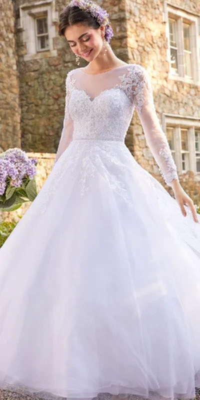 Unique wedding guest dresses with innovative designs -Long Sleeve Illusion Embroidered Tulle Ballgown Unique wedding guest dresses with innovative designs -Long Sleeve Illusion Embroidered Tulle Ballgown