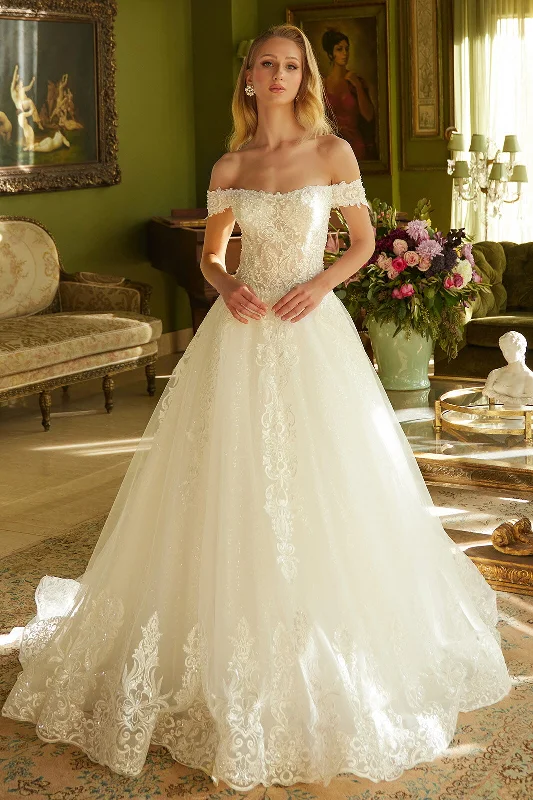 cocktail dresses with floral embroidery for romantic style --Off Shoulder Bridal Gown by GLS Gloria GL3604
