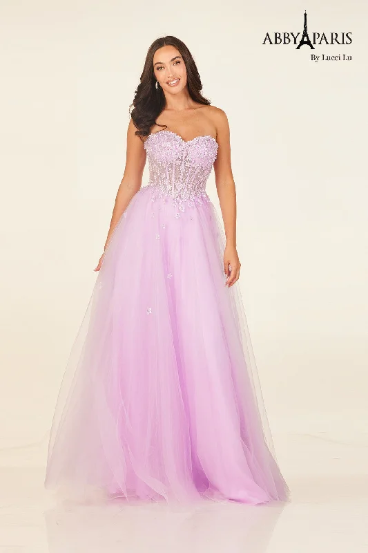 cocktail dresses with puffed sleeves for vintage flair --Beaded Strapless A-line Gown by Abby Paris 90338 cocktail dresses with puffed sleeves for vintage flair --Beaded Strapless A-line Gown by Abby Paris 90338
