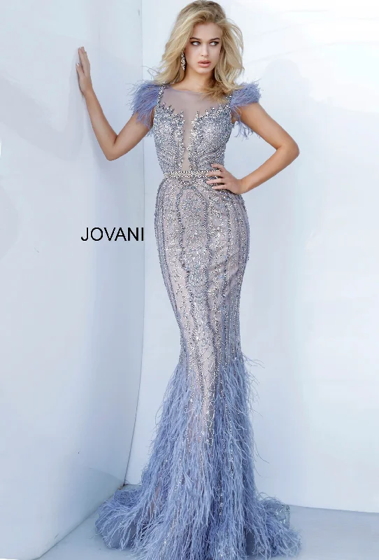 formal dresses for winter weddings with velvet and long sleeves --Beaded Feather Fitted Sleeveless Gown by Jovani 02326 formal dresses for winter weddings with velvet and long sleeves --Beaded Feather Fitted Sleeveless Gown by Jovani 02326
