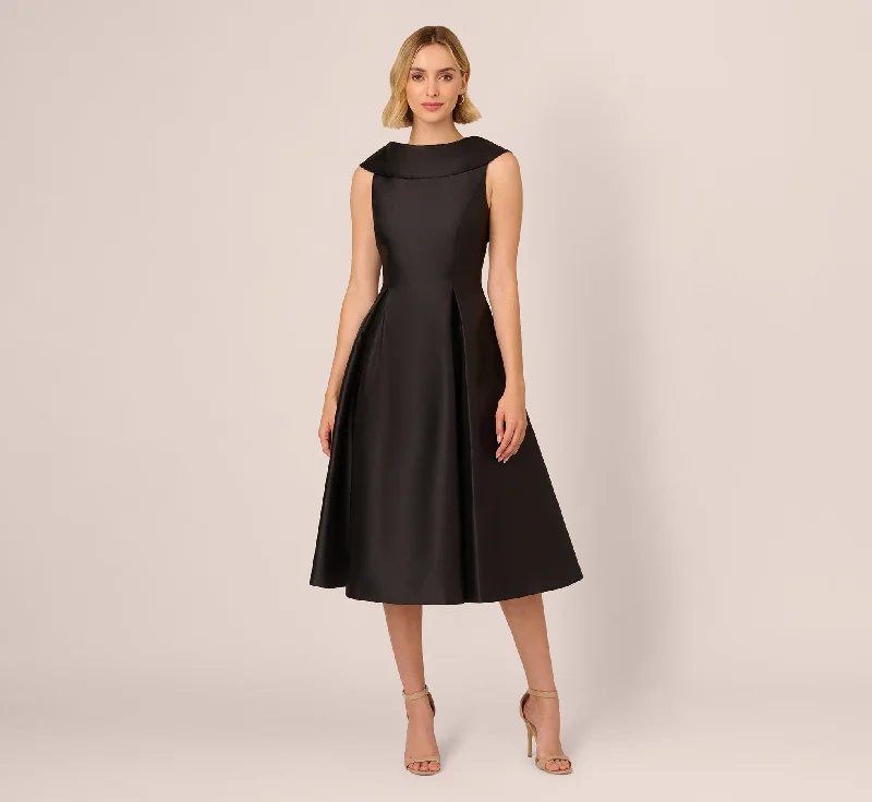 Wedding guest dresses with open-back designs for a bold look -Roll Neck Mikado Dress In Black Wedding guest dresses with open-back designs for a bold look -Roll Neck Mikado Dress In Black