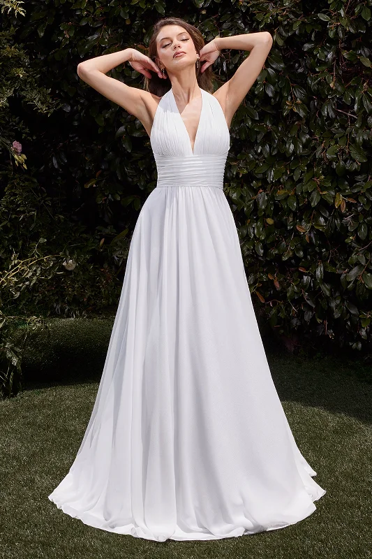 cocktail dresses with beaded straps for sparkle --Satin White Halter A-line Gown by Ladivine CD372W cocktail dresses with beaded straps for sparkle --Satin White Halter A-line Gown by Ladivine CD372W