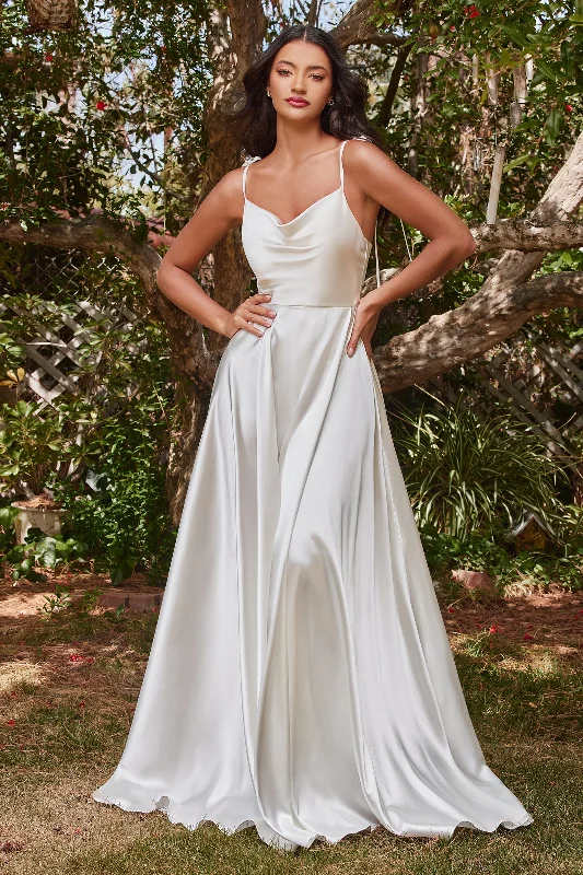 bridesmaid dresses with adjustable straps for comfort --White Satin A-line Gown by Cinderella Divine BD104W bridesmaid dresses with adjustable straps for comfort --White Satin A-line Gown by Cinderella Divine BD104W