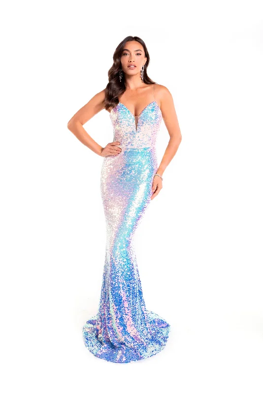 cocktail dresses with floral prints for daytime events --Fitted Iridescent Sequin Gown by Abby Paris 90169 cocktail dresses with floral prints for daytime events --Fitted Iridescent Sequin Gown by Abby Paris 90169