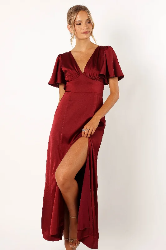 formal dresses for business galas with sleek designs --Casper Maxi Dress - Wine