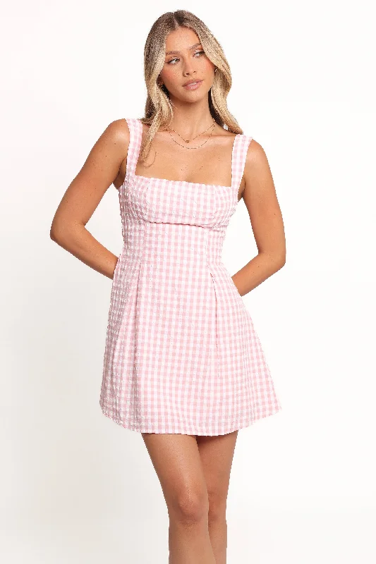 Graduation dresses for formal ceremonies with classic designs -Althea Mini Dress - Pink Gingham Graduation dresses for formal ceremonies with classic designs -Althea Mini Dress - Pink Gingham