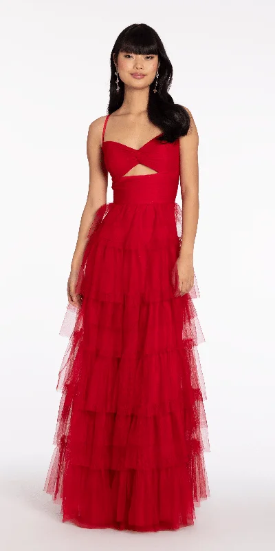 formal dresses with mesh sleeves for subtle coverage --Tulle Tiered Sweetheart Ballgown with Keyhole formal dresses with mesh sleeves for subtle coverage --Tulle Tiered Sweetheart Ballgown with Keyhole