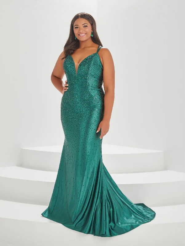Wedding guest dresses for spring and summer seasons -Plus Size Fitted Heat Stone Gown by Tiffany Designs 16038 Wedding guest dresses for spring and summer seasons -Plus Size Fitted Heat Stone Gown by Tiffany Designs 16038