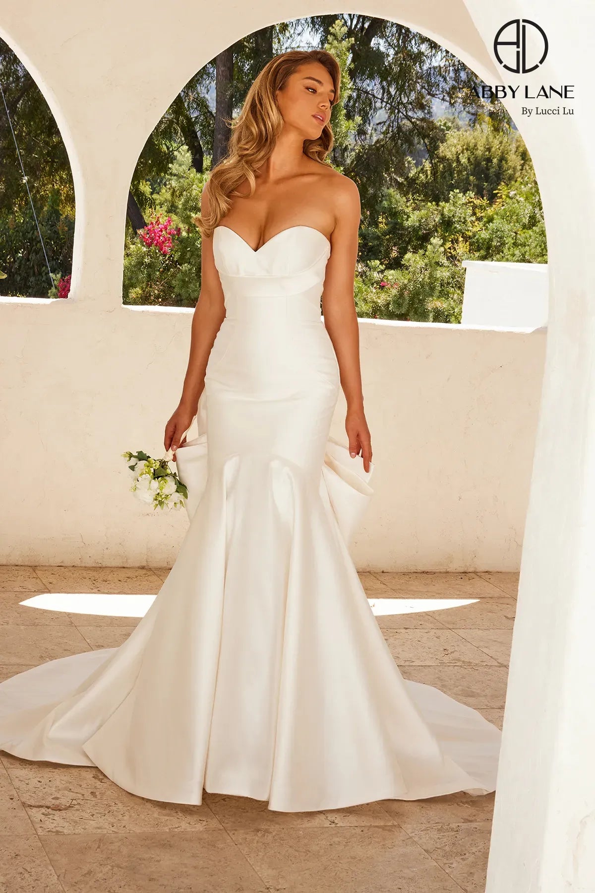 cocktail dresses with high necks for formal occasions --Mikado Strapless Bow Bridal Gown by Abby Lane 97273