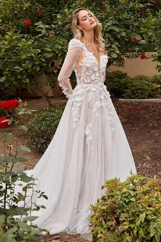 formal dresses with asymmetrical hemlines for trendy looks --A-line Bridal Gown with Removable Sleeves by Ladivine CDS436W formal dresses with asymmetrical hemlines for trendy looks --A-line Bridal Gown with Removable Sleeves by Ladivine CDS436W