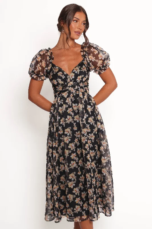 Trendy wedding guest dresses for modern bridesmaids -Farryn Maxi Dress - Black Beige Floral Trendy wedding guest dresses for modern bridesmaids -Farryn Maxi Dress - Black Beige Floral