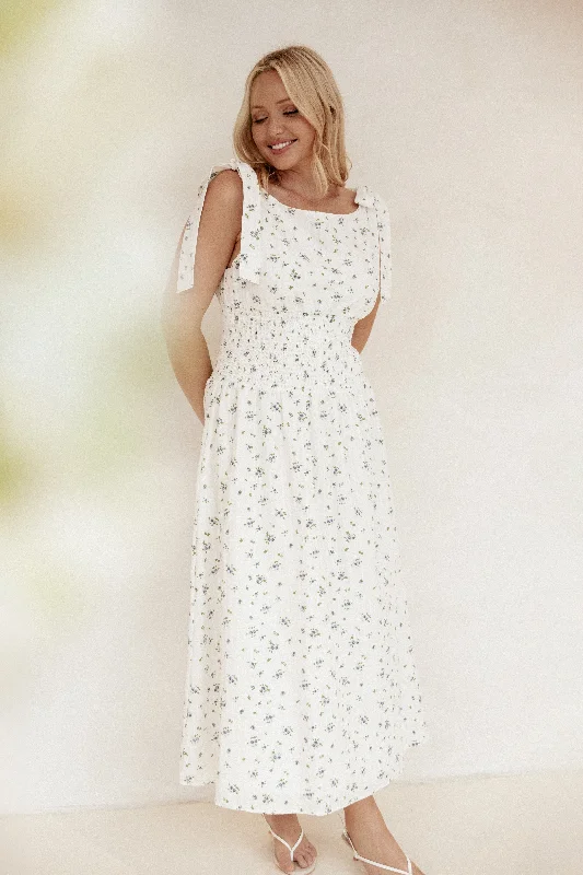 Floral print party dresses for spring -Leticia Midi Dress - Blue Ditsy Floral