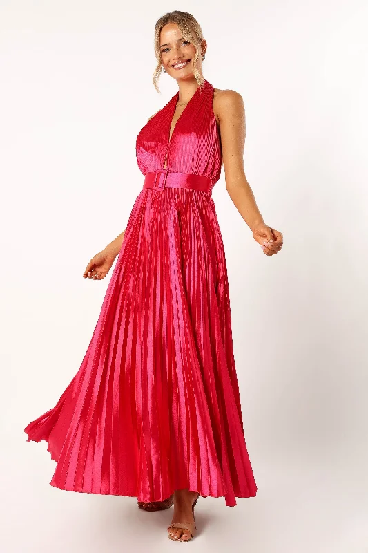 formal dresses for winter weddings with velvet and long sleeves --Greta Halterneck Maxi Dress - Magenta formal dresses for winter weddings with velvet and long sleeves --Greta Halterneck Maxi Dress - Magenta