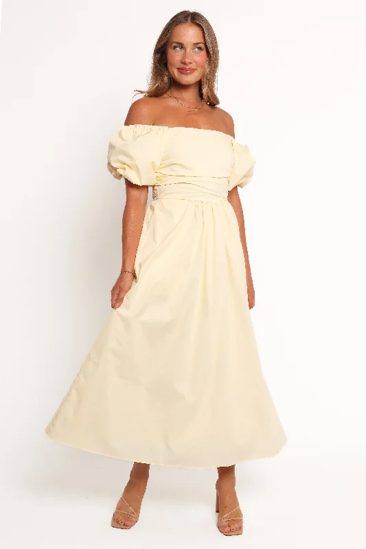 Spring dresses with pockets for practicality -Clo Puff Sleeve Dress - Yellow