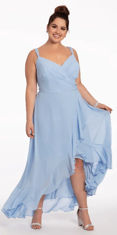 Trendy cocktail dresses with asymmetrical designs -Tiered Chiffon Double Strap High Low Dress Trendy cocktail dresses with asymmetrical designs -Tiered Chiffon Double Strap High Low Dress
