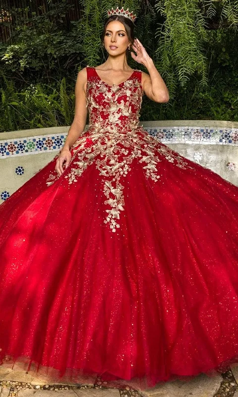 Cinderella Couture 8046J - Butterfly Appliqued Sweetheart Ballgown