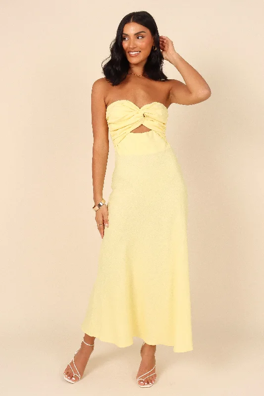 Modest wedding guest dresses for conservative weddings -Rosetta Dress - Lemon