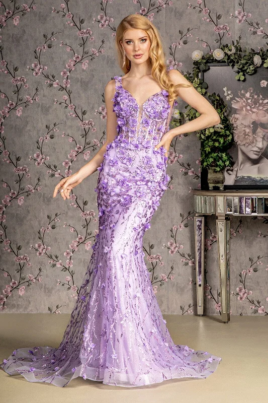 formal dresses for prom with sweetheart necklines --3D Floral Sleeveless Mermaid Dress by GLS Gloria GL3410 formal dresses for prom with sweetheart necklines --3D Floral Sleeveless Mermaid Dress by GLS Gloria GL3410