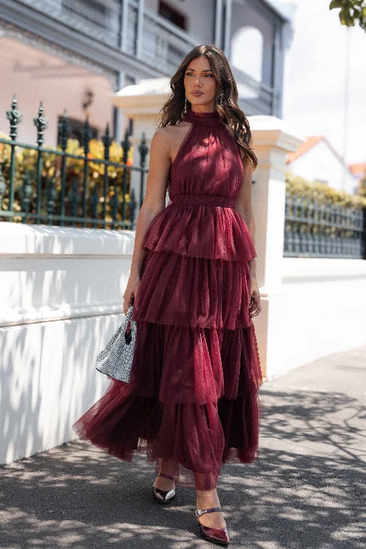 formal dresses for post-surgery patients with easy closures --Frances Halterneck Maxi Dress - Wine formal dresses for post-surgery patients with easy closures --Frances Halterneck Maxi Dress - Wine