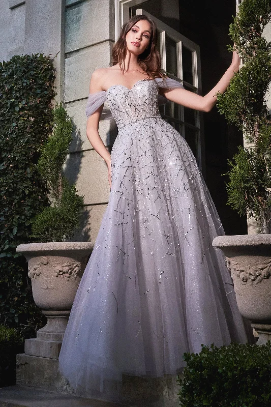 cocktail dresses with asymmetrical necklines for fashion-forward --Glitter Off Shoulder Ball Gown by Cinderella Divine B713 cocktail dresses with asymmetrical necklines for fashion-forward --Glitter Off Shoulder Ball Gown by Cinderella Divine B713