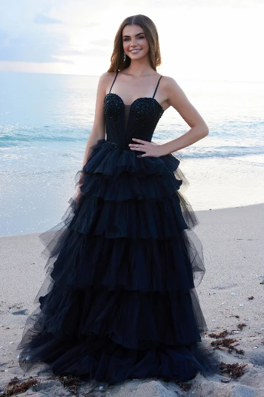 cocktail dresses with asymmetrical necklines for fashion-forward --Sleeveless Ruffled Ball Gown by Nox Anabel Y1545 cocktail dresses with asymmetrical necklines for fashion-forward --Sleeveless Ruffled Ball Gown by Nox Anabel Y1545