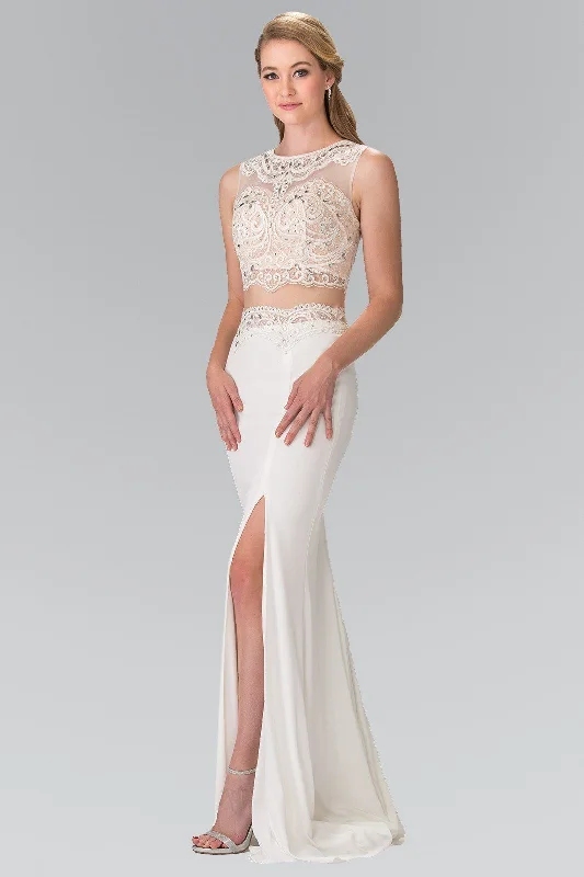 cocktail dresses with floral lace for romantic style --Ivory Two-Piece Dress with Lace Top by Elizabeth K GL2373 cocktail dresses with floral lace for romantic style --Ivory Two-Piece Dress with Lace Top by Elizabeth K GL2373