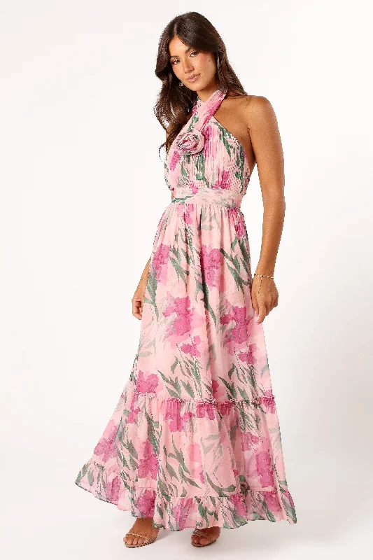 cocktail dresses with halter tops for chic style --Lennon Halterneck Maxi Dress - Pink Floral cocktail dresses with halter tops for chic style --Lennon Halterneck Maxi Dress - Pink Floral