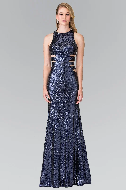 cocktail dresses with wrap fronts for flattering fit --Long Sleeveless Sequined Dress with Cutouts by Elizabeth K GL2299 cocktail dresses with wrap fronts for flattering fit --Long Sleeveless Sequined Dress with Cutouts by Elizabeth K GL2299