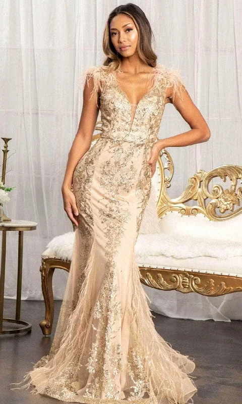 GLS by Gloria GL1983 - Feathered Glitter Mermaid Evening Dress