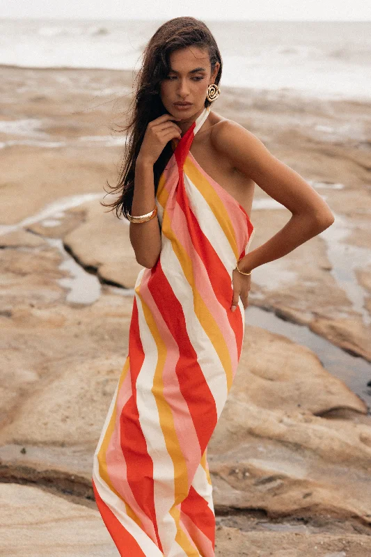 Party dresses for college students -Sabbia Maxi Dress - Pink Stripe