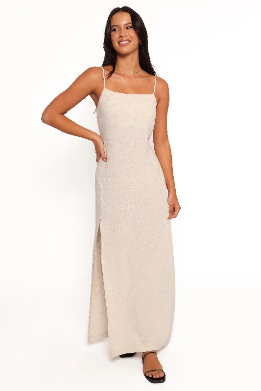 Short party dresses for prom season -Sawyer Midi Slip Dress - Oatmeal