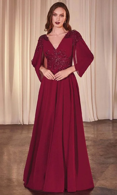 Ladivine CDS508 - Split Sleeve Applique Gown