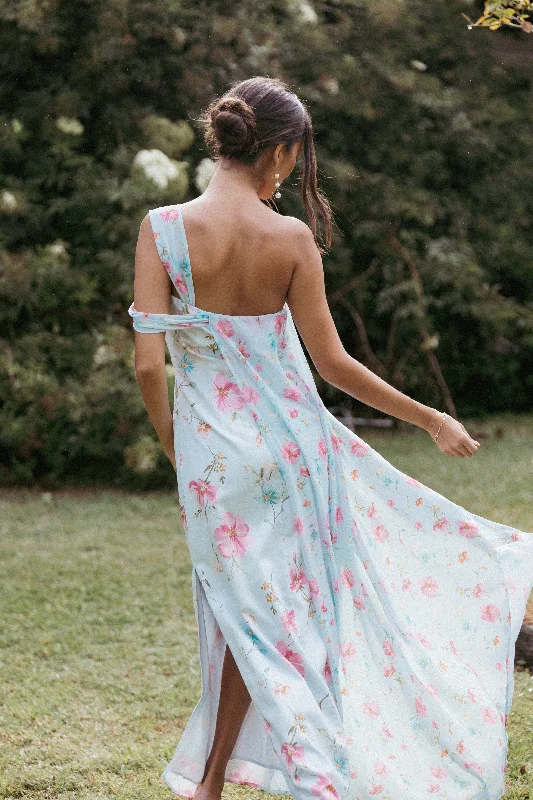formal dresses for beach parties with light, airy fabrics --Eloisa Maxi Dress - Blue Floral formal dresses for beach parties with light, airy fabrics --Eloisa Maxi Dress - Blue Floral