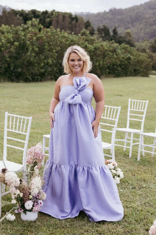 bridesmaid dresses with high-low hems for trendy style --Betina Bow Front Maxi Dress - Lilac bridesmaid dresses with high-low hems for trendy style --Betina Bow Front Maxi Dress - Lilac