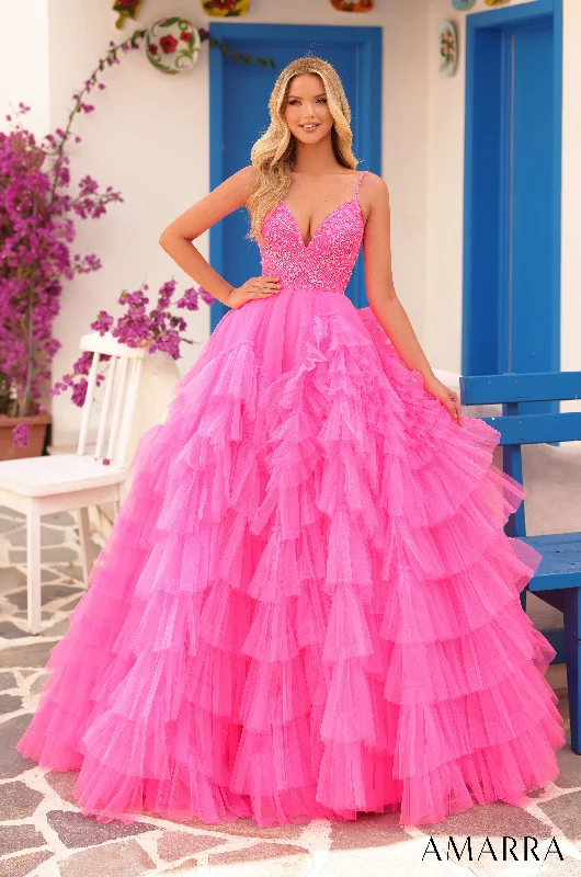 formal dresses for winter galas with fur collars --Sleeveless A-line Ruffled Gown by Amarra 88296 formal dresses for winter galas with fur collars --Sleeveless A-line Ruffled Gown by Amarra 88296