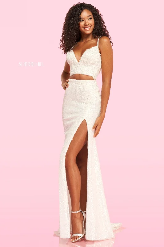 Two piece skirt sets with puff sleeves- -54164